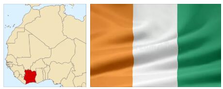 Ivory Coast Flag and Map