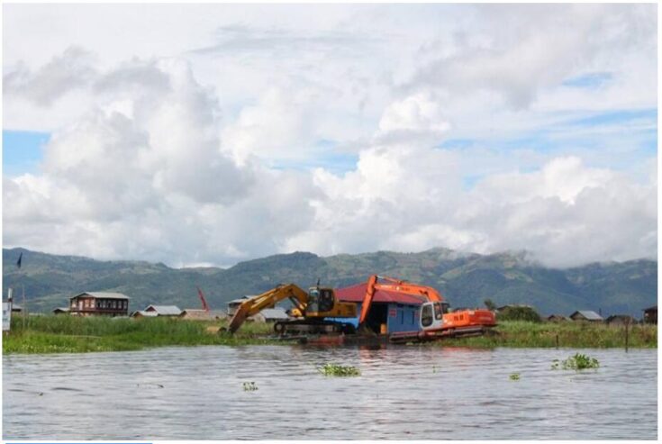 Water hyacinth removal on Inle Lake Myanmar